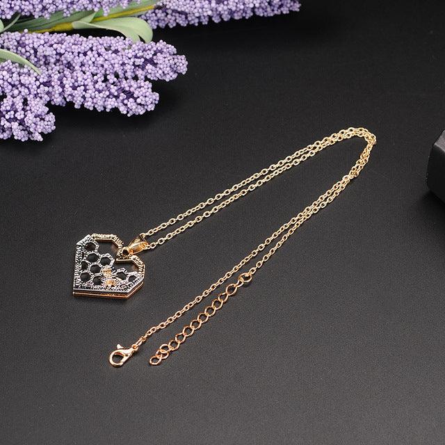 Silver Necklaces for Women Girl Heart Honeycomb Bee Animal Pendant Choker Necklace Jewelry - DRE's Electronics and Fine Jewelry