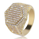 Hip Hop Fashion Rings Copper Gold Silver Color Iced Out Bling Micro Pave Cubic Zircon Geometry Ring Charms For Men gift - DRE's Electronics and Fine Jewelry