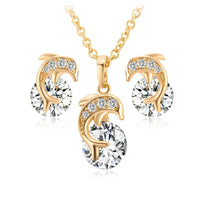 1 SET Fashion Elegant Women Jewelry Creative Dolphin Necklace Pendant Rhinestone Earrings Alloy Ear Studs for Wedding Party - DRE's Electronics and Fine Jewelry