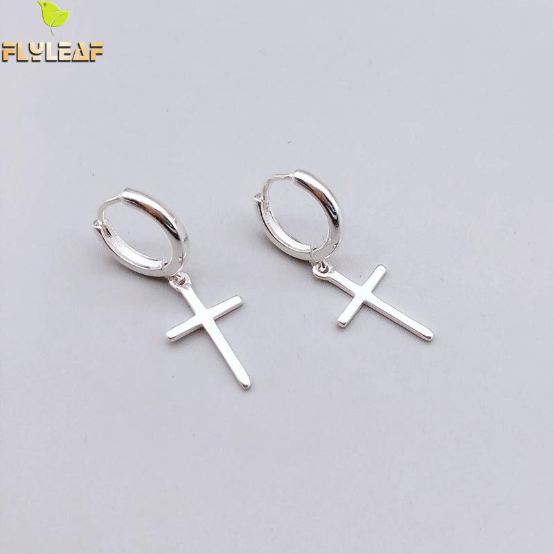 Flyleaf 925 Sterling Silver Cross Dangle Earrings For Women New Trend Lady Fashion Jewelry Pendientes Mujer Moda