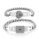 Couple Lovers Jewelry Love Heart Lock Bracelet Stainless Steel Bracelets Bangles Key Pendant Necklace Jewelry - DRE's Electronics and Fine Jewelry