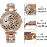 MISSFOX V227 Women Quartz Watch Fashion Bling Casual Ladies Female Gold Crystal Diamond Leopard For Clock - Watches