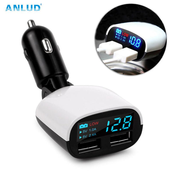 ANLUD Universal Dual USB Car Charger LED Screen 3.4A Cars Voltage Monitoring Display - DRE's Electronics and Fine Jewelry: Online Shopping Mall