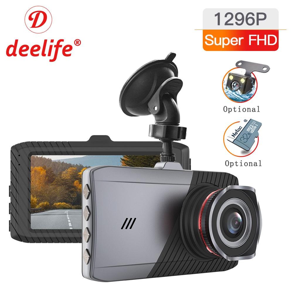 Deelife Car DVR Camera Dash Cam Video Recorder 1296p 1080p Full HD Vehicle Dashcam with Rear View Black Box for Auto Registrator