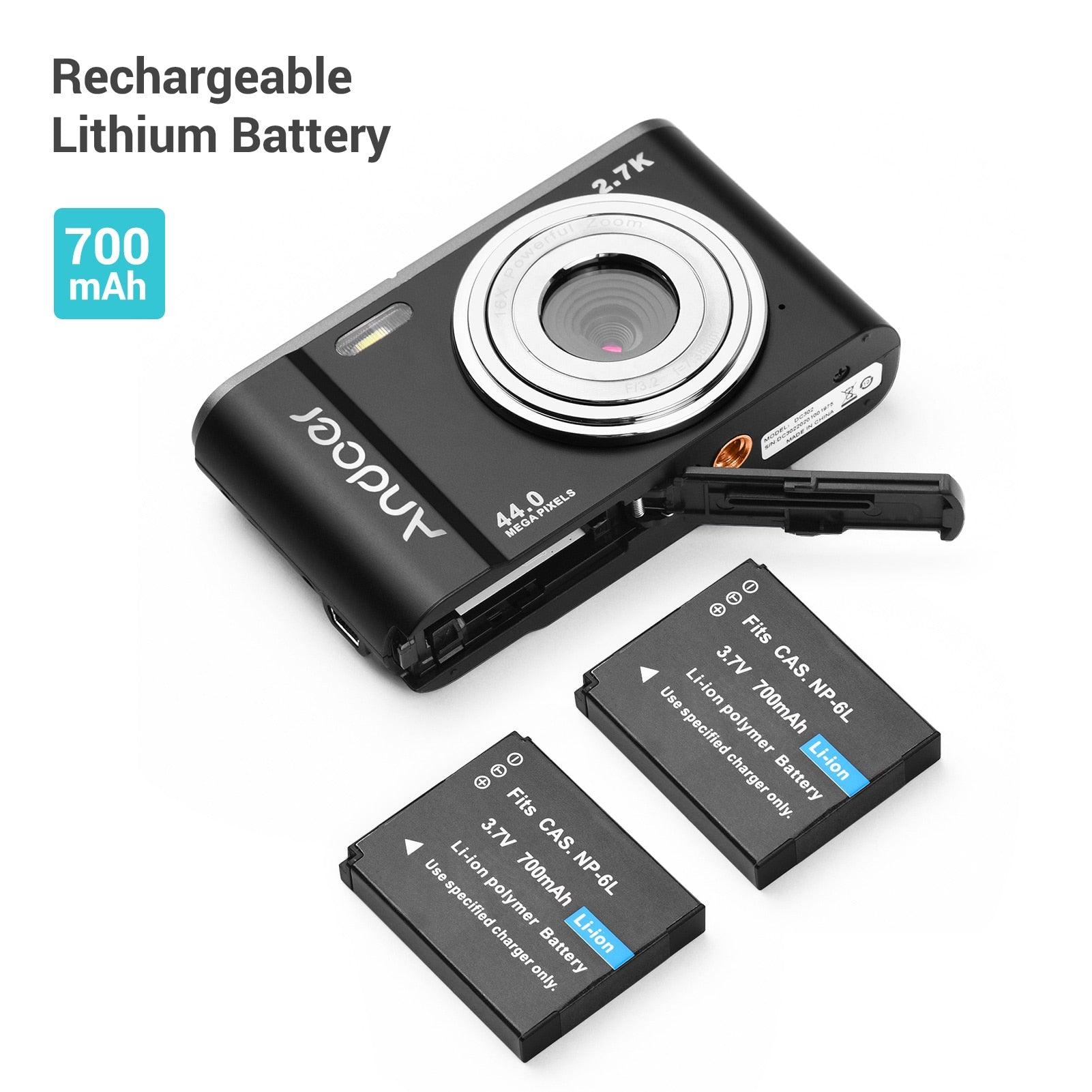 Andoer Mini Digital Camera 44MP 2.7K 16X Zoom Self-Timer 128GB Extended Memory Face Detection Anti-shaking Built-in Batteries - DRE's Electronics and Fine Jewelry