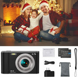44MP Small Digital Camera 2.7K 2.88inch IPS Screen 16X Zoom Face Detection Vlogging Camera for Photography Beginners Kids