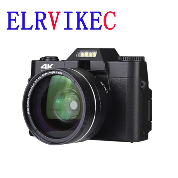 ELRVIKEC 2021 4K HD 16X Digital Camera Micro Single Retro With WiFi Professional Digital Camera Vlog External Lens