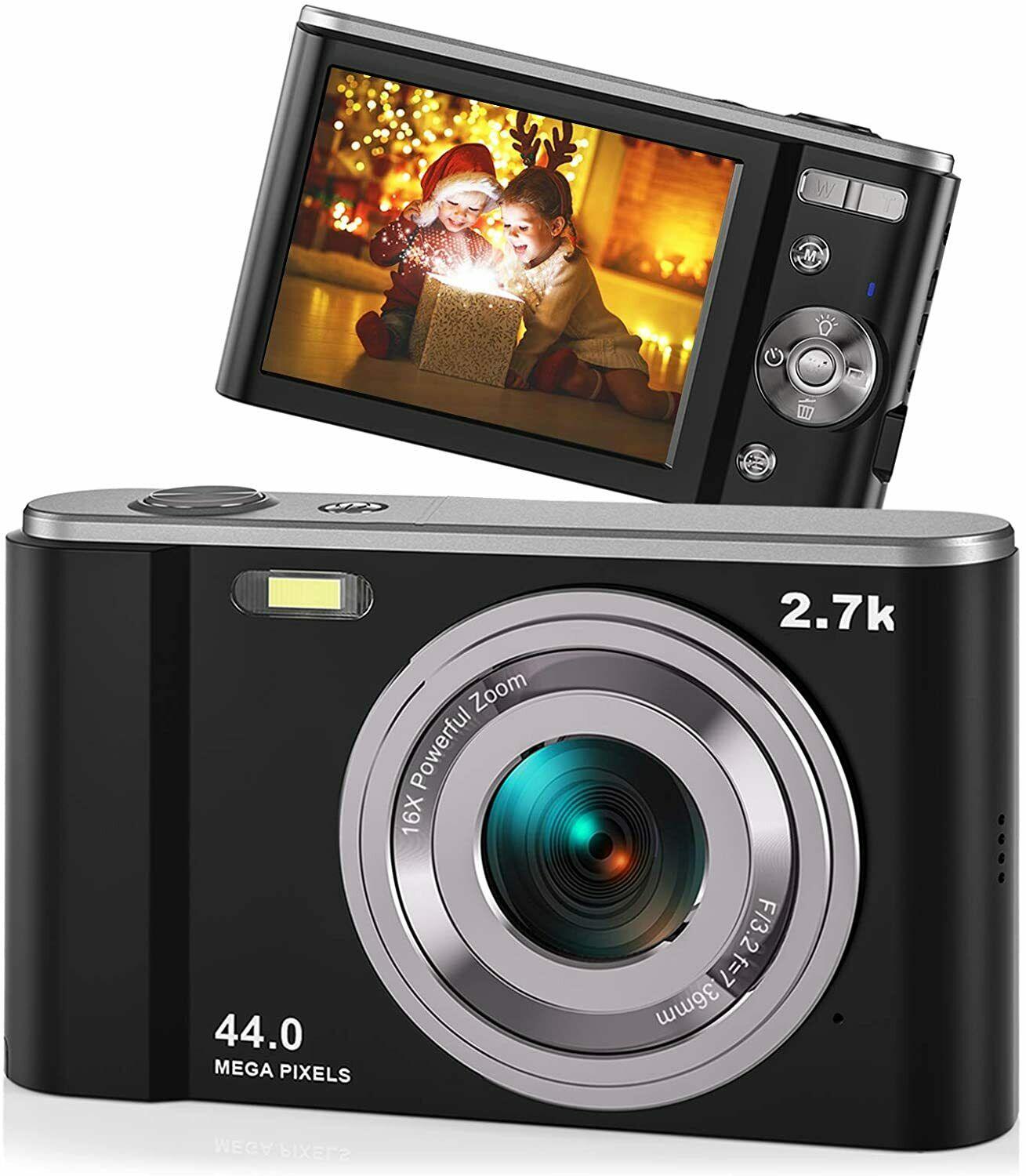 44MP Small Digital Camera 2.7K 2.88inch IPS Screen 16X Zoom Face Detection Vlogging Camera for Photography Beginners Kids - DRE's Electronics and Fine Jewelry