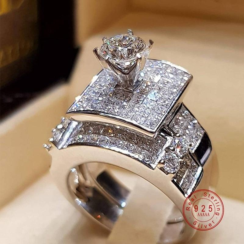 2019 Hot Sale Fashion 1ct AAA Cubic Zirconia Hollow Out Wedding Engagement Ring Set Full CZ Stone Luxury Jewelry Dropshipping