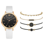 Watch Set Women 5pcs Woman Quartz Wristwatch Leather Ladies Bracelet Luxury Casual Relogio Femenino Gift For Girlfriend - White - Watches