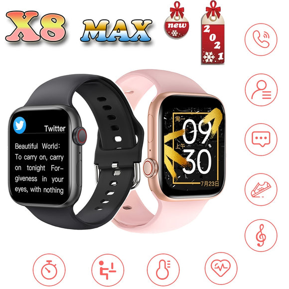 X8 MAX Original Smart Watch Bluetooth Call Waterproof Sports Men and Women Heart Rate Monitoring Smartwatch PK IWO13 Series 6 7