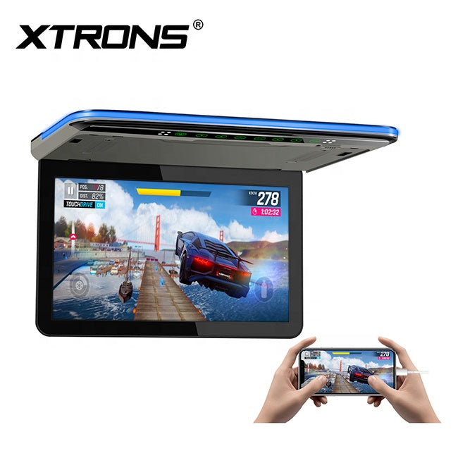 XTRONS 13.3 inch FHD screen car tv screen monitor with IR FM transmitter,  car advertising screen