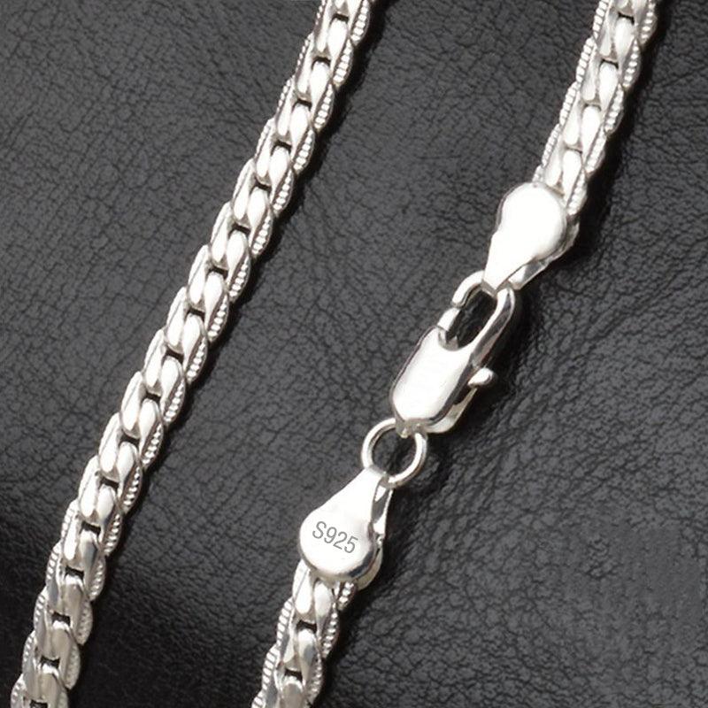 DOTEFFIL 925 Sterling Silver 6mm Full Sideways Necklace 18/20/24 Inch Chain For Woman Men Fashion Wedding Engagement Jewelry - DRE's Electronics and Fine Jewelry