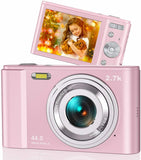 44MP Small Digital Camera 2.7K 2.88inch IPS Screen 16X Zoom Face Detection Vlogging Camera for Photography Beginners Kids