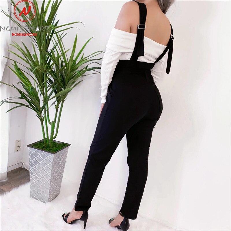 Women Streetwear Long Pants Bandage Design Button Pockets Decor High Waist Pencil Pants Lady Slim Hips Shoulder Straps Trousers - DRE's Electronics and Fine Jewelry