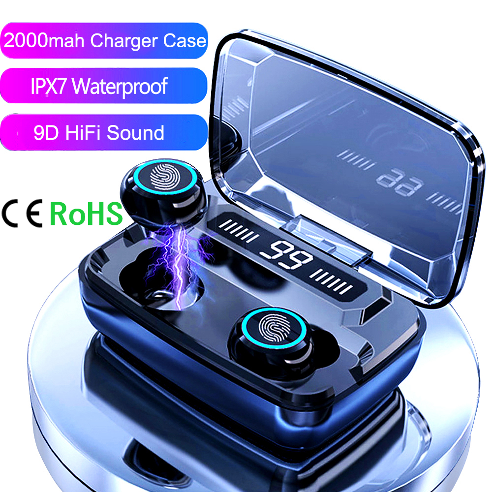 Free Shipping 1 Sample OK CE RoHS IPX7 2000mah Wireless Earbuds Headphone Gaming Headset TWS Wireless Earphones