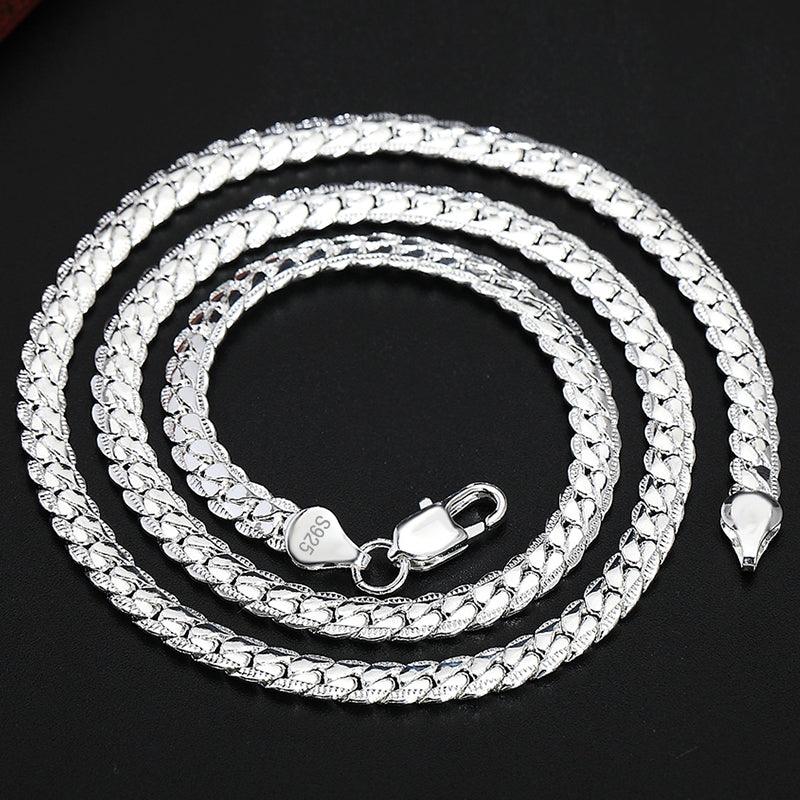 DOTEFFIL 925 Sterling Silver 6mm Full Sideways Necklace 18/20/24 Inch Chain For Woman Men Fashion Wedding Engagement Jewelry - DRE's Electronics and Fine Jewelry