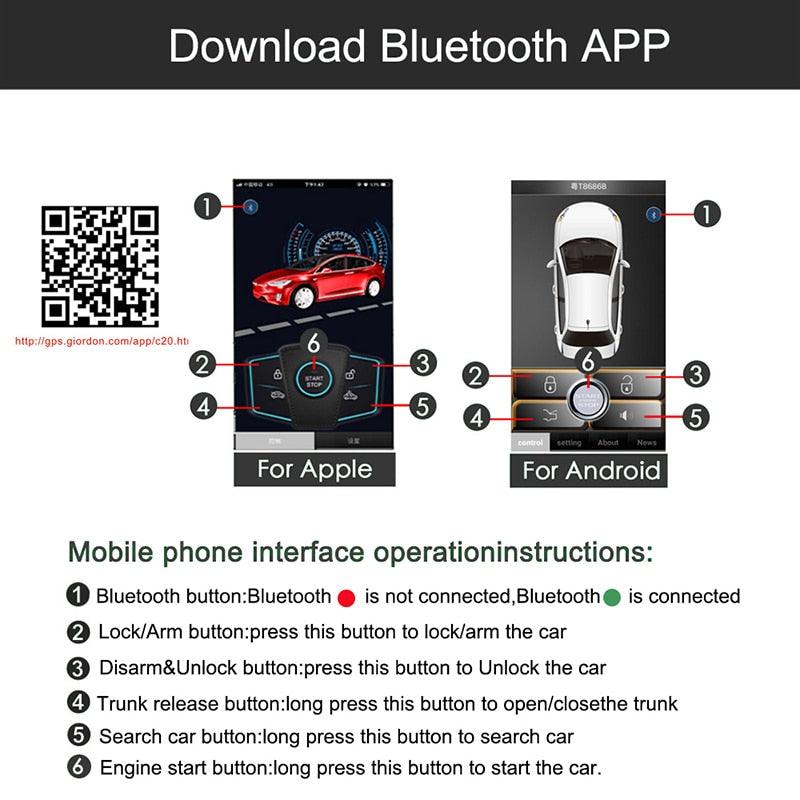 Intelligent System Car Alarm With Autostart Ignition Central Lock Smart Start Stop Engine Keyless Entry Connected Phone Two Way