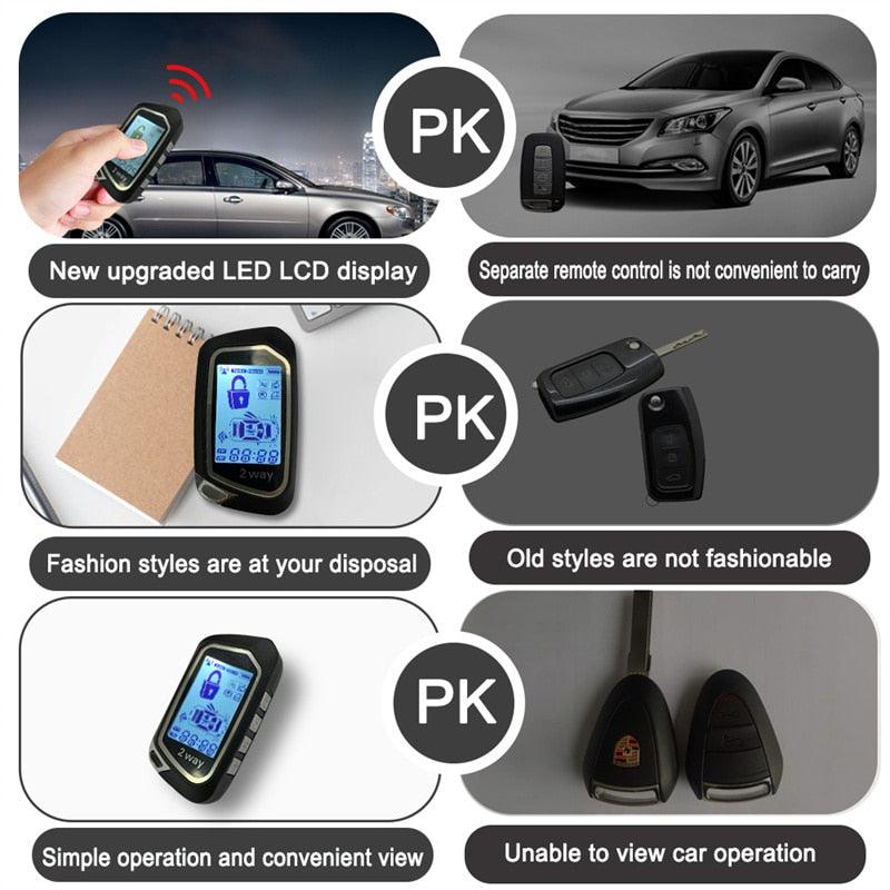 Intelligent System Car Alarm With Autostart Ignition Central Lock Smart Start Stop Engine Keyless Entry Connected Phone Two Way - DRE's Electronics and Fine Jewelry