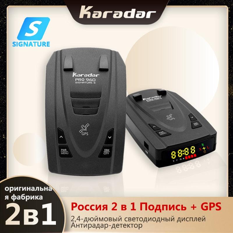 Karadar Pro960 Small 2 in 1 Antiradar For Car 360 Laser Speed Detection Device Russian Voice Car Alarms With Signature GPS