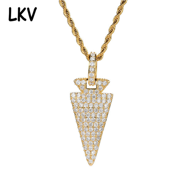 Europe and the United States cross-border new arrow pendant genuine electroplated microstruck zircon hiphop hip hop full diamond men's necklace