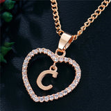 Romantic Love Pendant Necklace For Girls 2019 Women Rhinestone Initial Letter Alphabet Gold Collars Trendy New Charms - C - Sterling Silver 