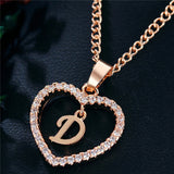 Romantic Love Pendant Necklace For Girls 2019 Women Rhinestone Initial Letter Alphabet Gold Collars Trendy New Charms - D - Sterling Silver 