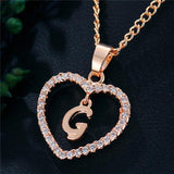 Romantic Love Pendant Necklace For Girls 2019 Women Rhinestone Initial Letter Alphabet Gold Collars Trendy New Charms - G - Sterling Silver 
