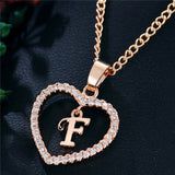 Romantic Love Pendant Necklace For Girls 2019 Women Rhinestone Initial Letter Alphabet Gold Collars Trendy New Charms - F - Sterling Silver 