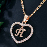 Romantic Love Pendant Necklace For Girls 2019 Women Rhinestone Initial Letter Alphabet Gold Collars Trendy New Charms - H - Sterling Silver 