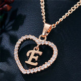 Romantic Love Pendant Necklace For Girls 2019 Women Rhinestone Initial Letter Alphabet Gold Collars Trendy New Charms - E - Sterling Silver 