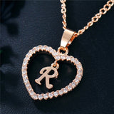 Romantic Love Pendant Necklace For Girls 2019 Women Rhinestone Initial Letter Alphabet Gold Collars Trendy New Charms - R - Sterling Silver 