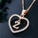 Romantic Love Pendant Necklace For Girls 2019 Women Rhinestone Initial Letter Alphabet Gold Collars Trendy New Charms - Z - Sterling Silver 