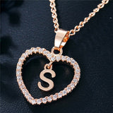 Romantic Love Pendant Necklace For Girls 2019 Women Rhinestone Initial Letter Alphabet Gold Collars Trendy New Charms - S - Sterling Silver 