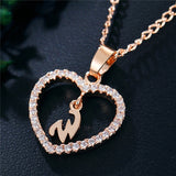 Romantic Love Pendant Necklace For Girls 2019 Women Rhinestone Initial Letter Alphabet Gold Collars Trendy New Charms - W - Sterling Silver 