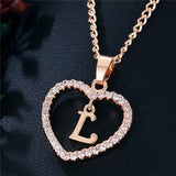 Romantic Love Pendant Necklace For Girls 2019 Women Rhinestone Initial Letter Alphabet Gold Collars Trendy New Charms - L - Sterling Silver 