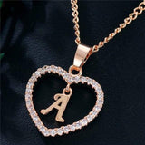 Romantic Love Pendant Necklace For Girls 2019 Women Rhinestone Initial Letter Alphabet Gold Collars Trendy New Charms - A - Sterling Silver 