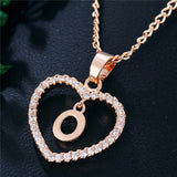 Romantic Love Pendant Necklace For Girls 2019 Women Rhinestone Initial Letter Alphabet Gold Collars Trendy New Charms - O - Sterling Silver 