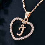 Romantic Love Pendant Necklace For Girls 2019 Women Rhinestone Initial Letter Alphabet Gold Collars Trendy New Charms - J - Sterling Silver 