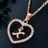 Romantic Love Pendant Necklace For Girls 2019 Women Rhinestone Initial Letter Alphabet Gold Collars Trendy New Charms - X - Sterling Silver 