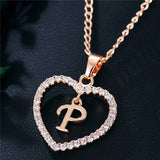 Romantic Love Pendant Necklace For Girls 2019 Women Rhinestone Initial Letter Alphabet Gold Collars Trendy New Charms - P - Sterling Silver 