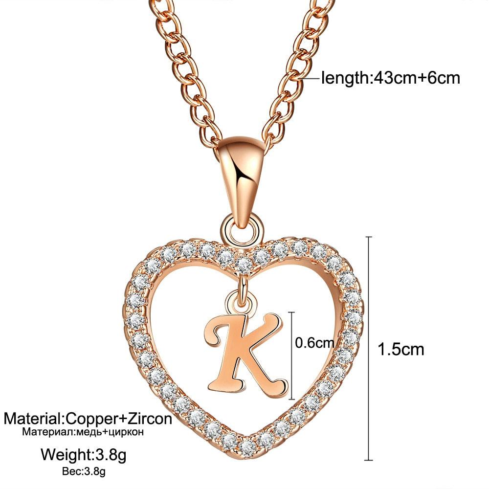 Romantic Love Pendant Necklace For Girls 2019 Women Rhinestone Initial Letter Necklace Alphabet Gold Collars Trendy New Charms - DRE's Electronics and Fine Jewelry