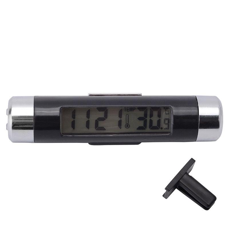 2in1 Car Auto LCD Clip-on Digital Temperature Thermometer Clock Calendar Automotive Blue Backlight Clock