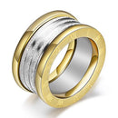 Two Color Vintage Antique Retro Stainless steel Rings For Women Men Jewelry Engagement Wedding - 6 / Gold / Gold-color