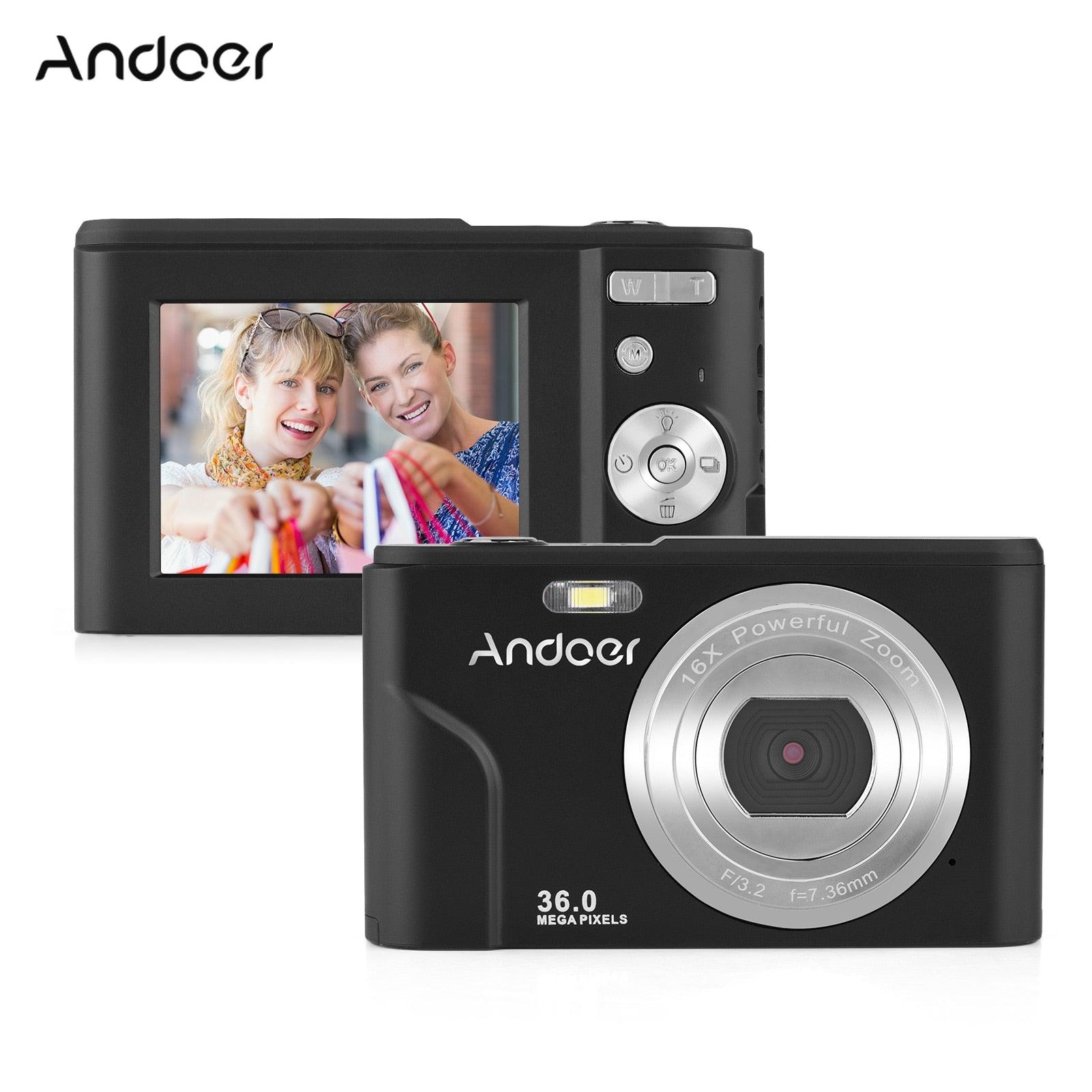 Andoer Mini Digital Camera 44MP 2.7K 16X Zoom Self-Timer 128GB Extended Memory Face Detection Anti-shaking Built-in Batteries - DRE's Electronics and Fine Jewelry