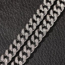 13mm Cuban Miami Link Rhinestones Necklace Chain Full Bling Punk Choker Charms Hiphop Jewelry - Silver color / 16inch - Men Necklaces