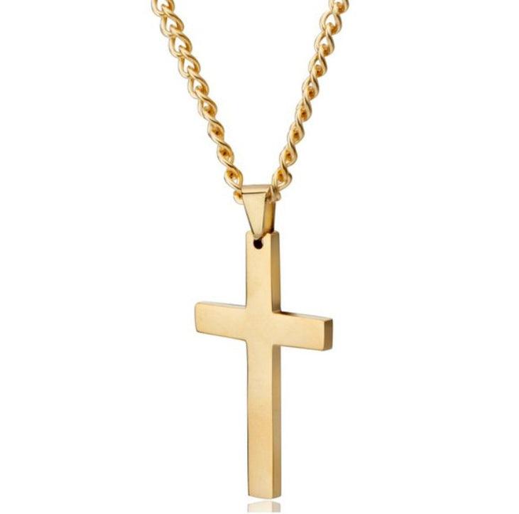 Titanium Steel Simple Single Cross Necklace Pendant