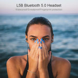 Langsdom L5B sports Wireless Bluetooth headset Neckband Earphones BT Sports Half In-Ear Earbuds - Black - Headset