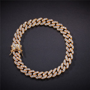 Gold-plated full diamond alloy hip-hop necklace