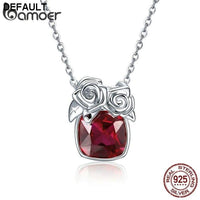 BAMOER Romantic 925 Sterling Silver Rose Flower Pendant Necklaces for Women Valentine Gift Red CZ Sterling Silver Jewelry BSN003 - DRE's Electronics and Fine Jewelry